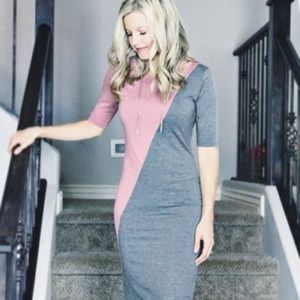 New Grey and Mauve Colorblock Julia Dress